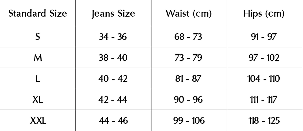 Size chart image